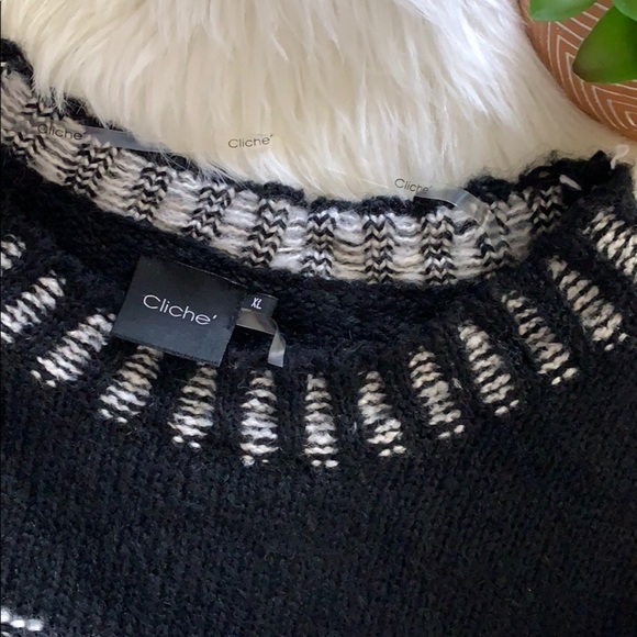 nwt // cliché fringe textured cotton blend sweater - Picture 9 of 12